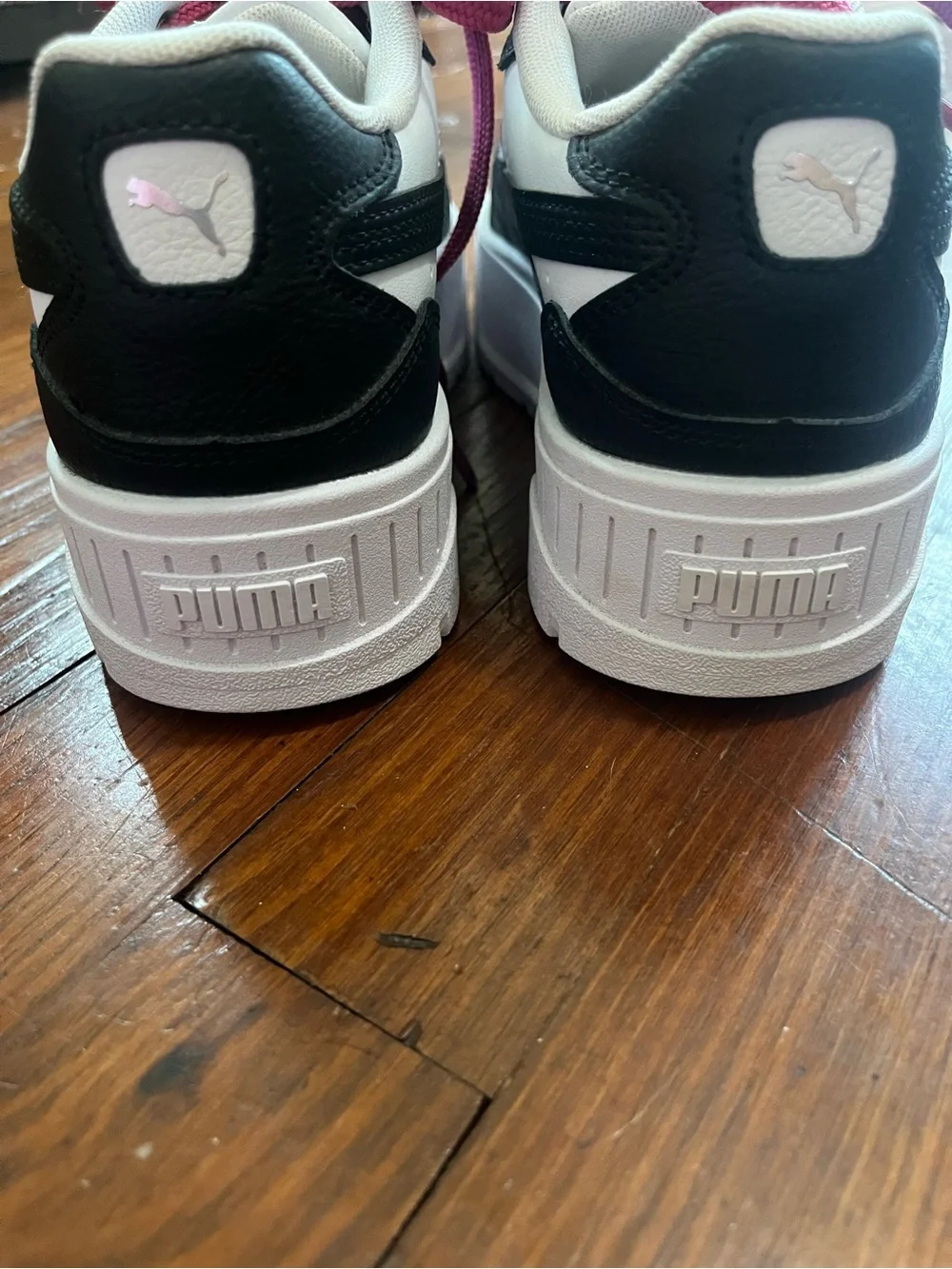 PUMA Karmen II IDOL Platform Sneakers Black White Fuschia Laces Sz 6 BIG KIDS